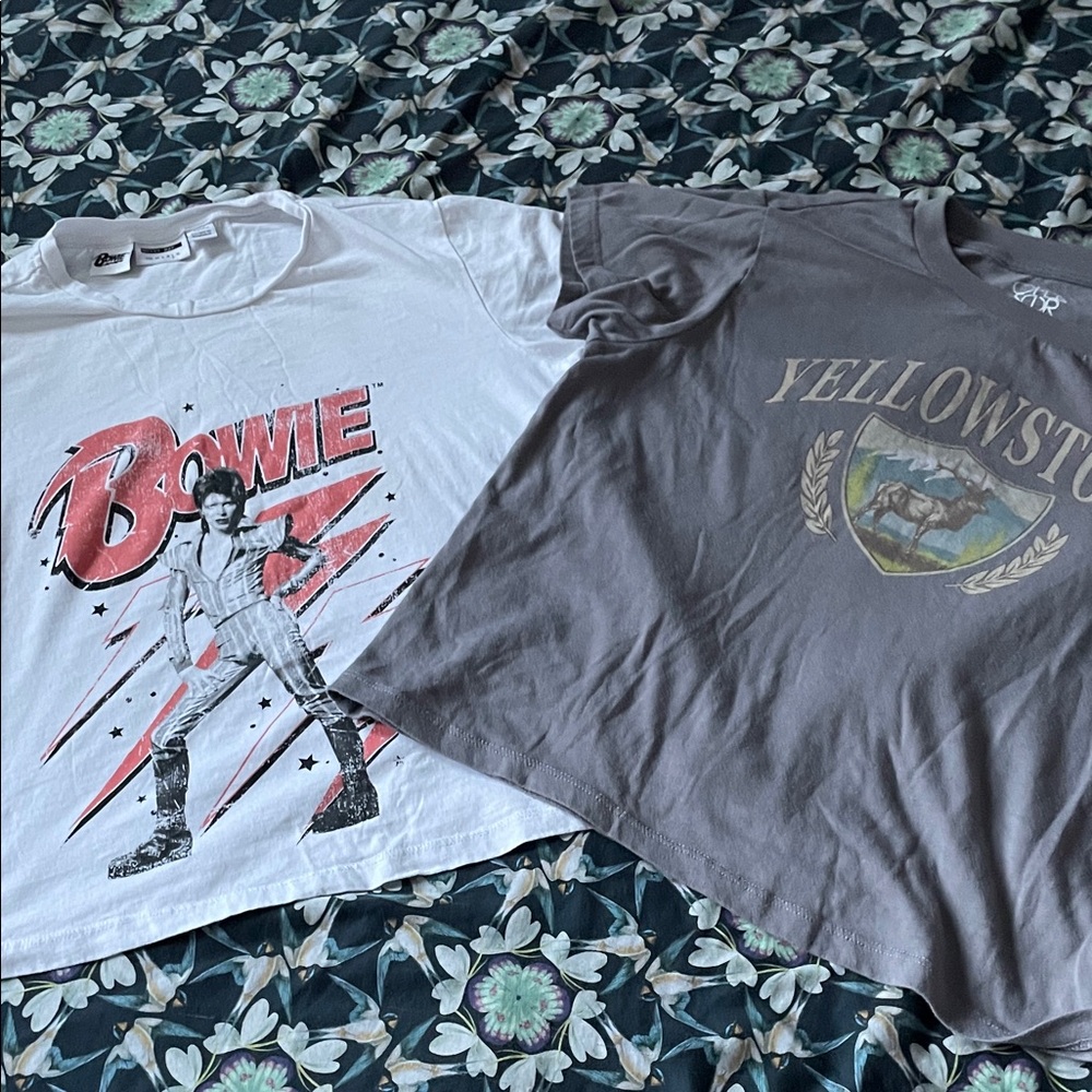 Noisy may White and Gray Graphic Tees